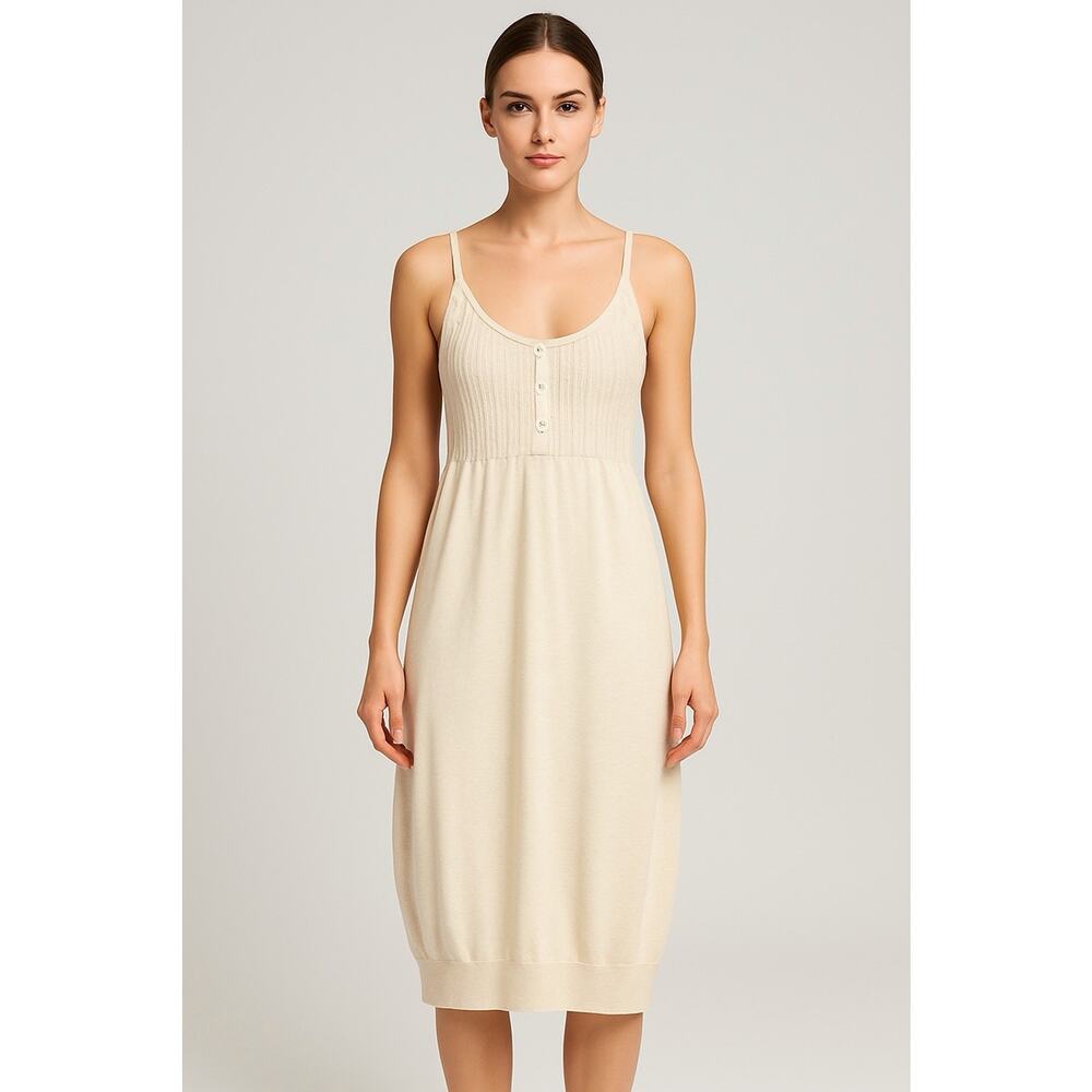 James Perse Los Angeles Cotton-Linen Knit Cocktail Ivory‎ Dress XL